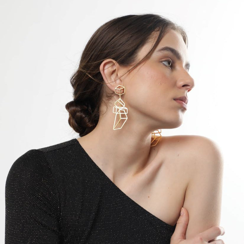 Achieve Modern Chic with Merald Curio's Distinctive Pyramid Earring - PYRAMID - Merald Curio