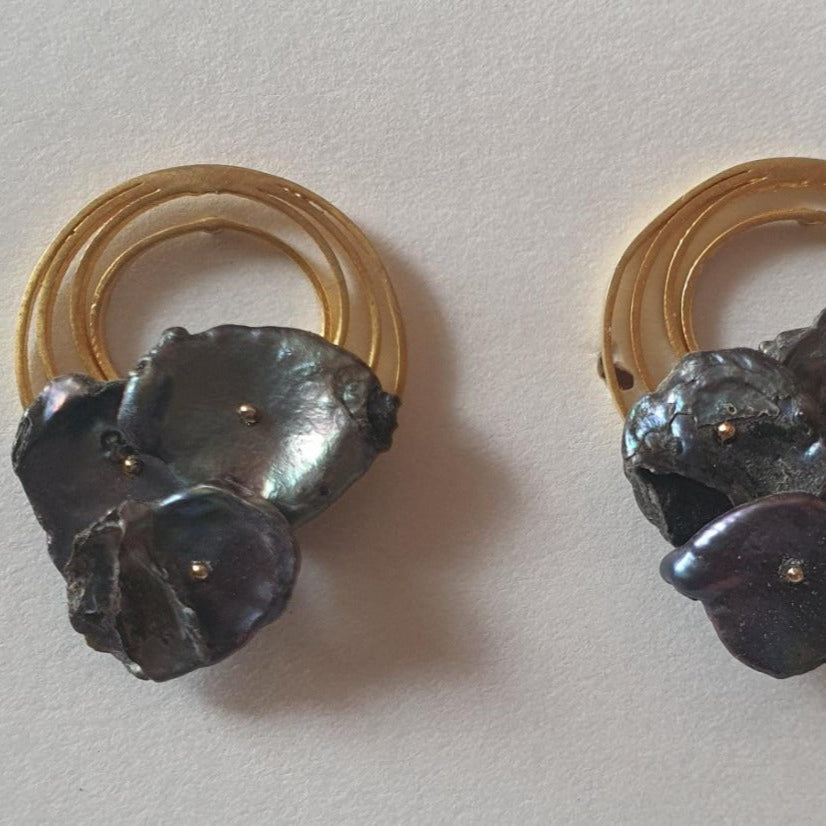 Enhance Your Look with Iridescent Keshi Freshwater Pearl Earrings - MUSIC - Merald Curio