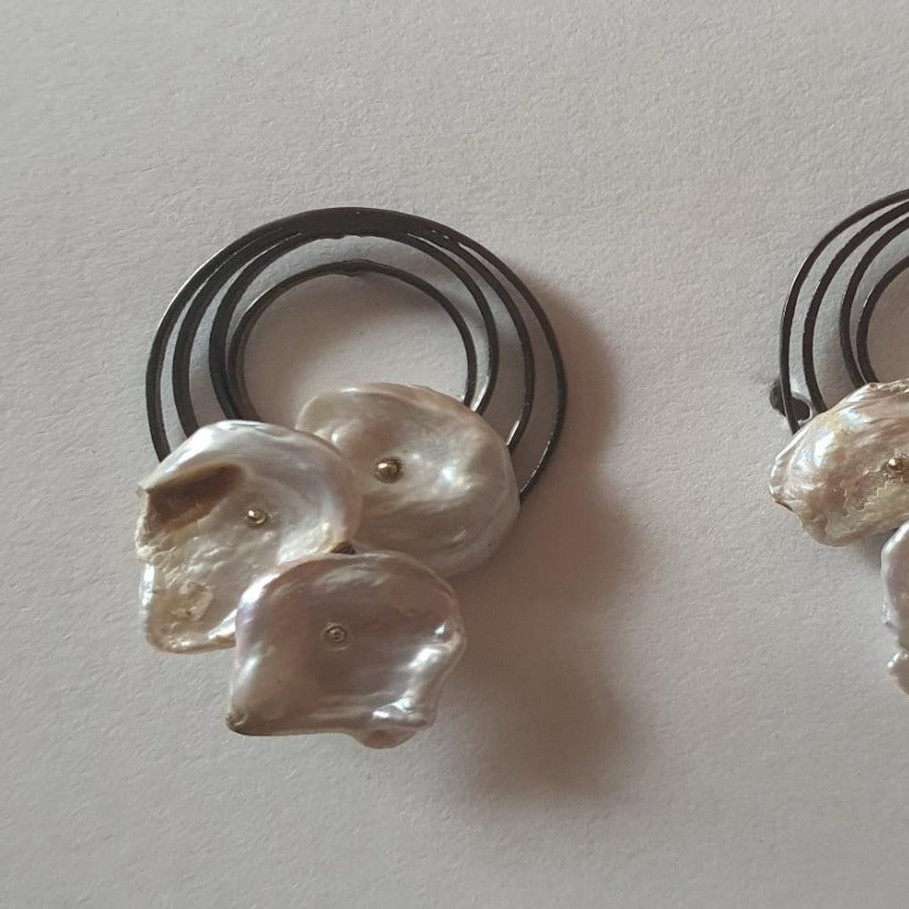 Enhance Your Look with Iridescent Keshi Freshwater Pearl Earrings - MUSIC - Merald Curio