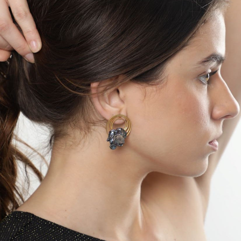 Enhance Your Look with Iridescent Keshi Freshwater Pearl Earrings - MUSIC - Merald Curio