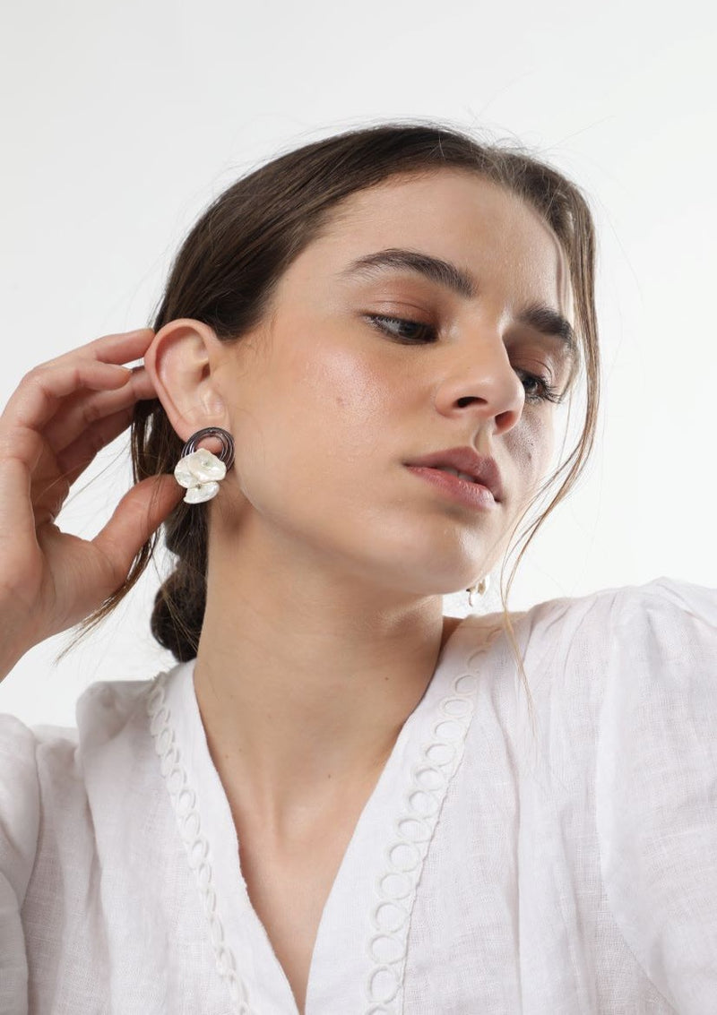 Enhance Your Look with Iridescent Keshi Freshwater Pearl Earrings - MUSIC - Merald Curio